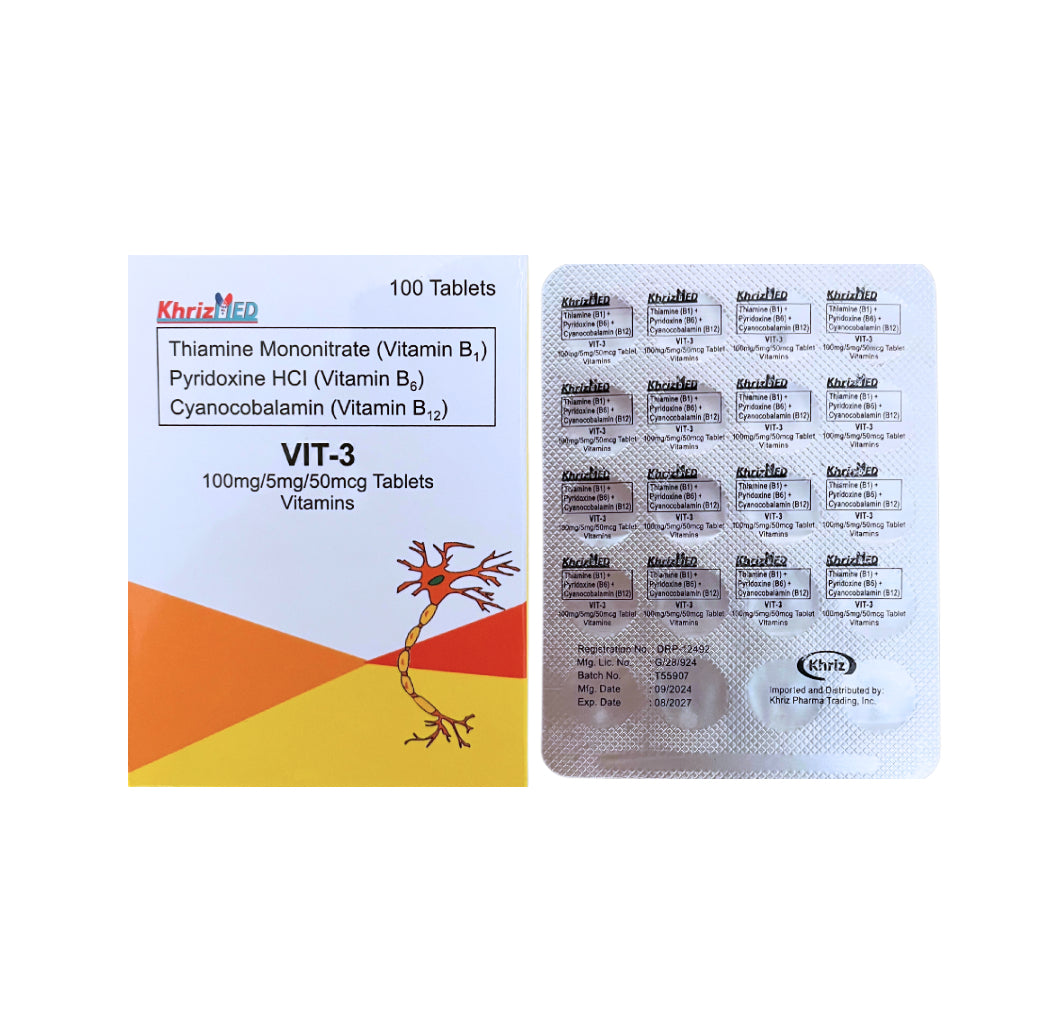 Vitamin B Complex B1+B6+B12 100mg/5mg/50mcg Tablet x 1