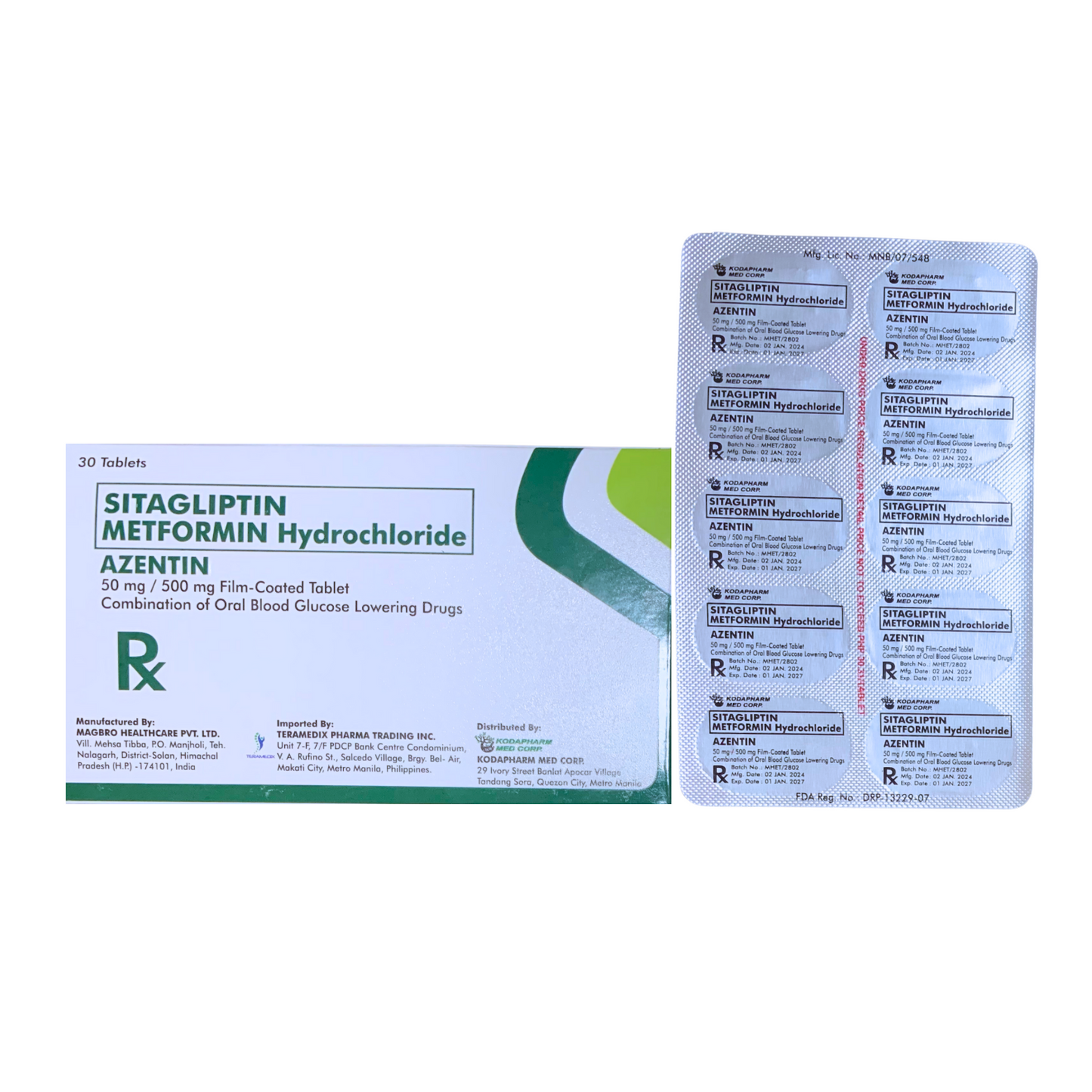Sitagliptin + Metformin 50mg/500mg. Tablet x 1s