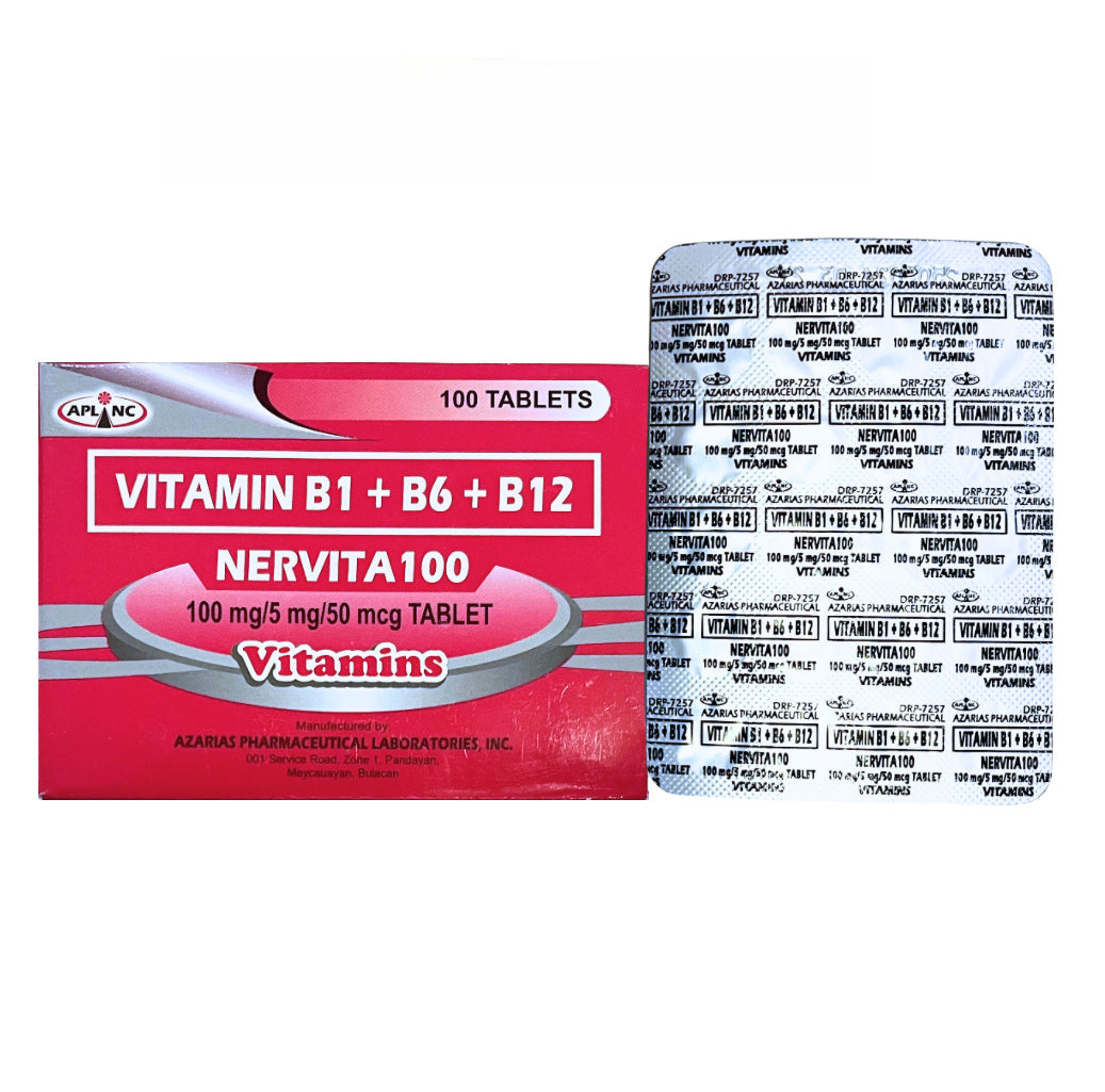 Vitamin B Complex B1+B6+B12 100mg/5mg/50mcg Tablet x 1