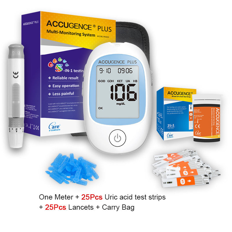 ACCUGENCE PLUS Multi Monitoring Meter 4in1 Test (Blood Glucose, Ketone Uric Acid, Hemoglobin) Set