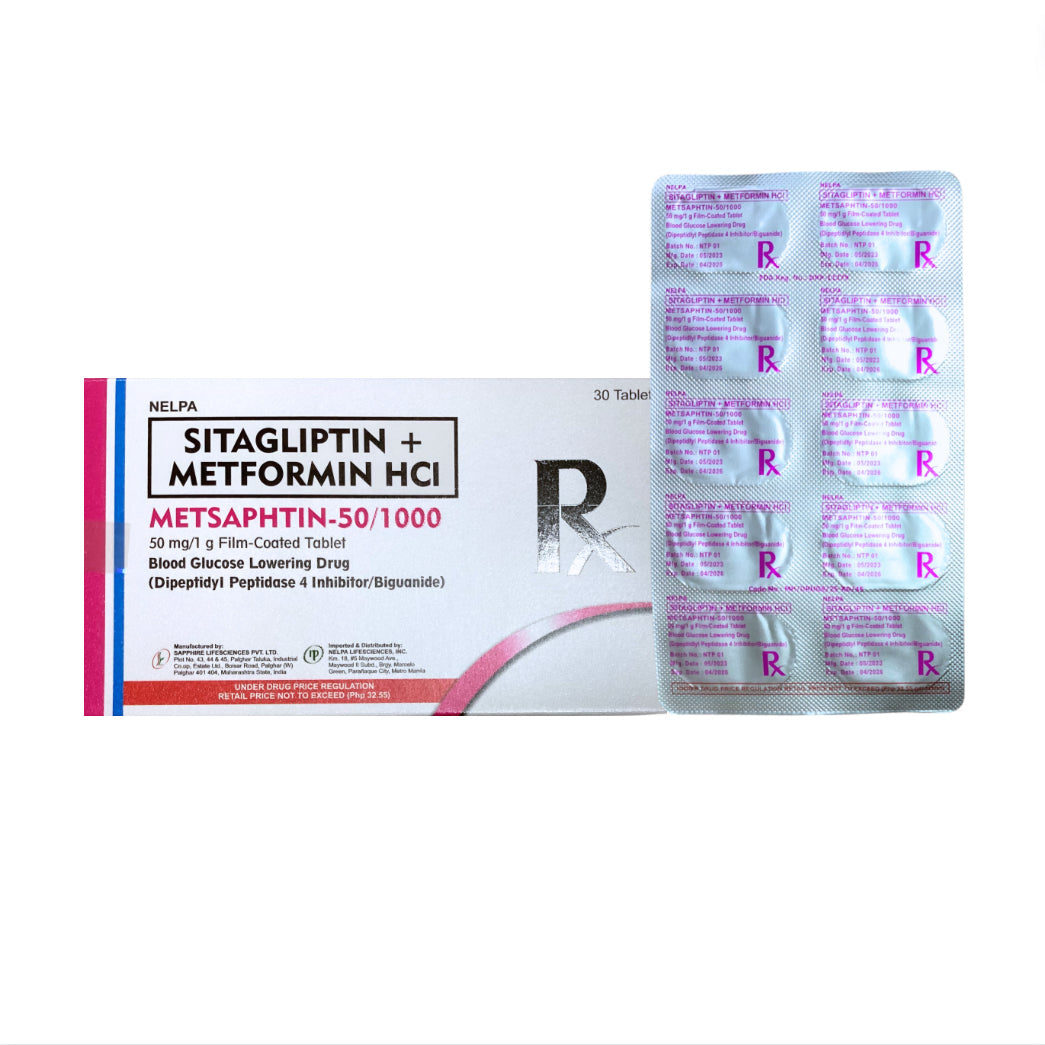 Sitagliptin + Metformin 50mg/1000mg. Tablet x 1s